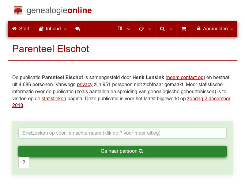 Screenshot van website