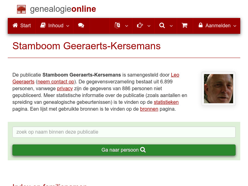 Screenshot van website