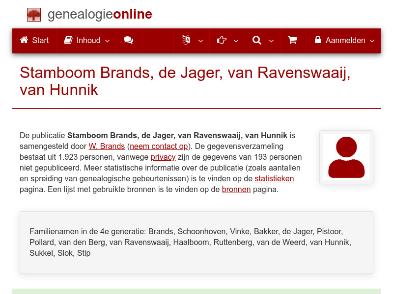 Screenshot van website