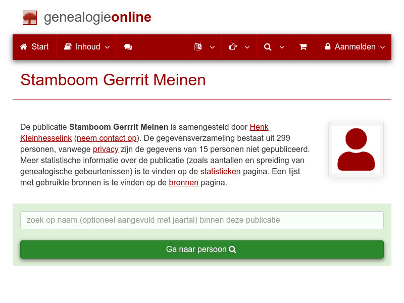 Screenshot van website