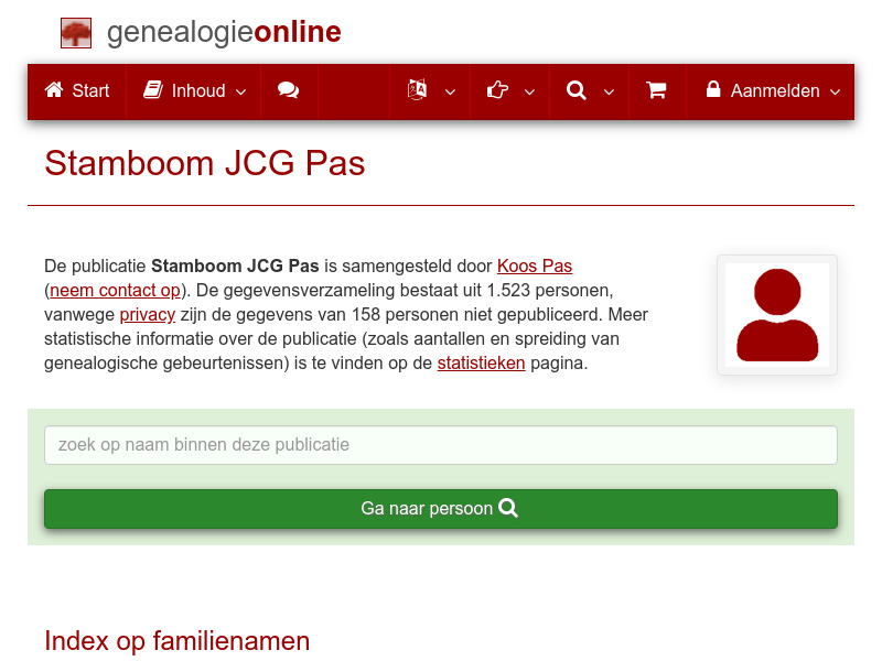 Screenshot van website