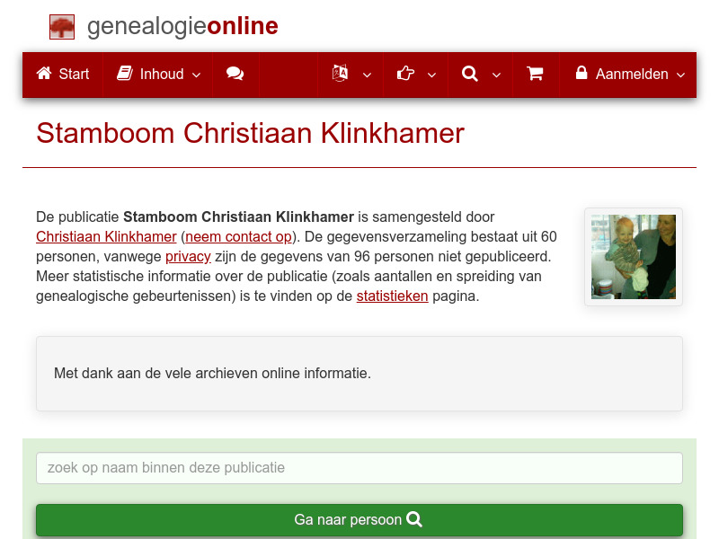 Screenshot van website