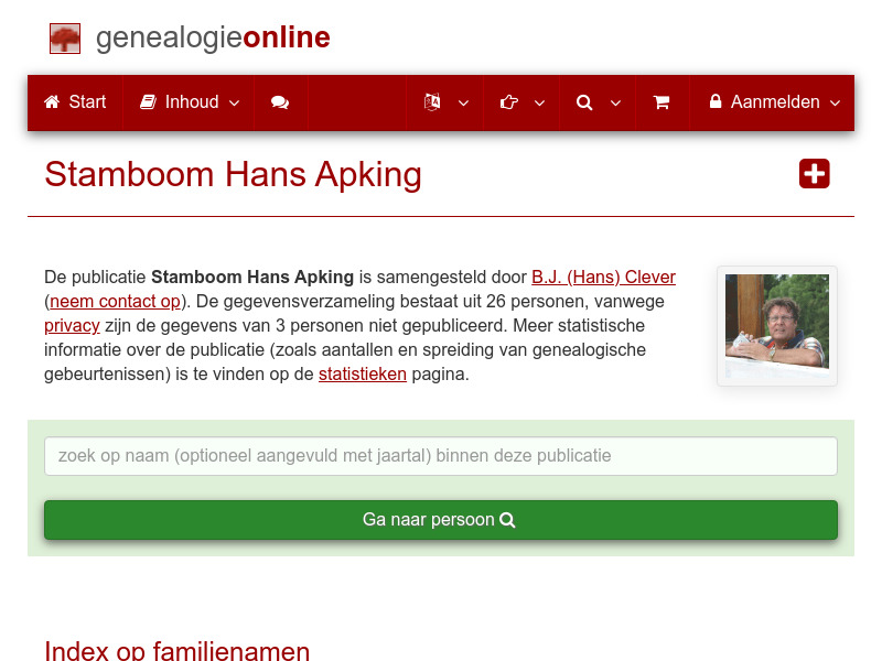 Screenshot van website