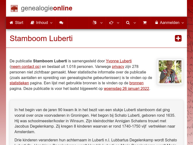 Screenshot van website