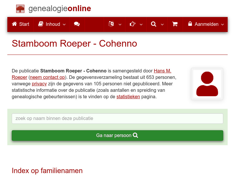 Screenshot van website