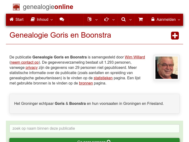 Screenshot van website