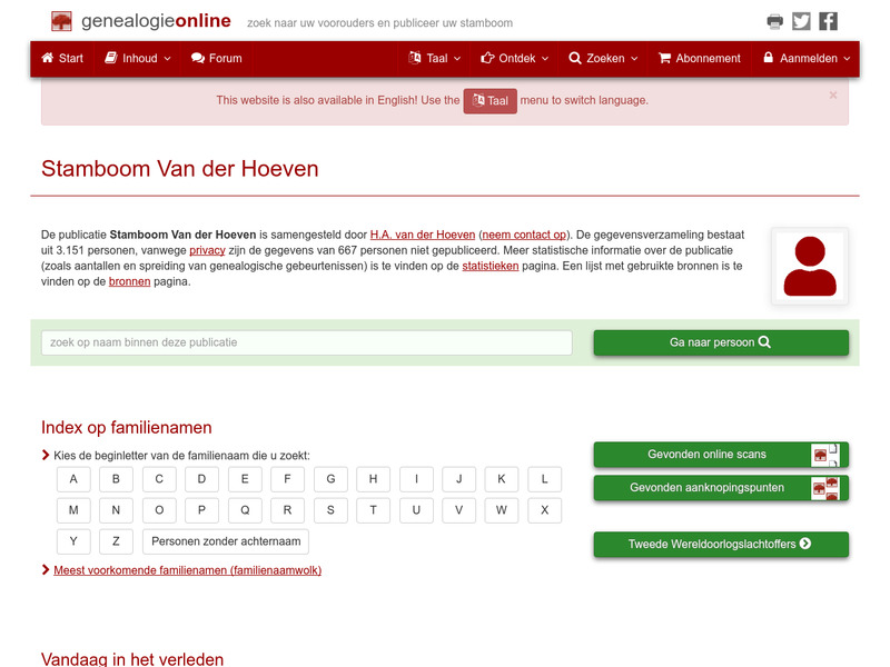 Screenshot van website