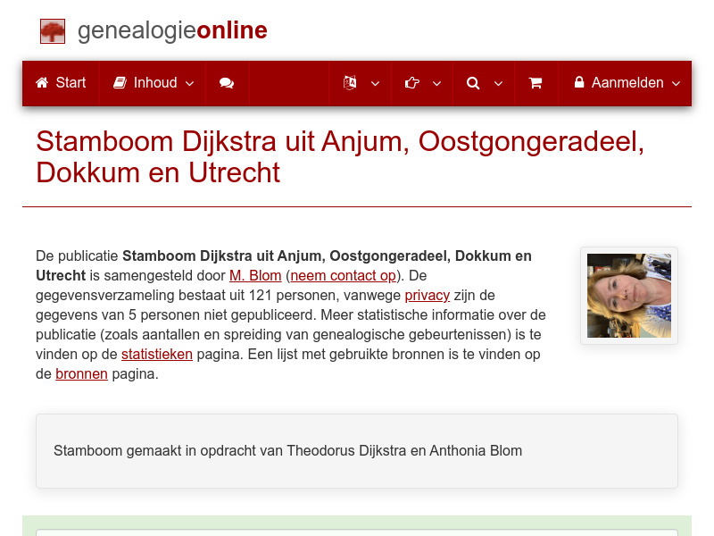 Screenshot van website