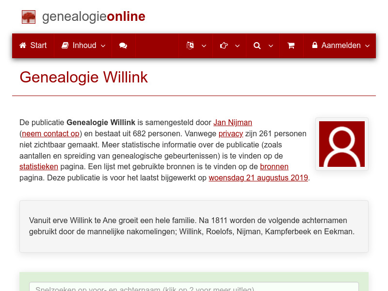 Screenshot van website