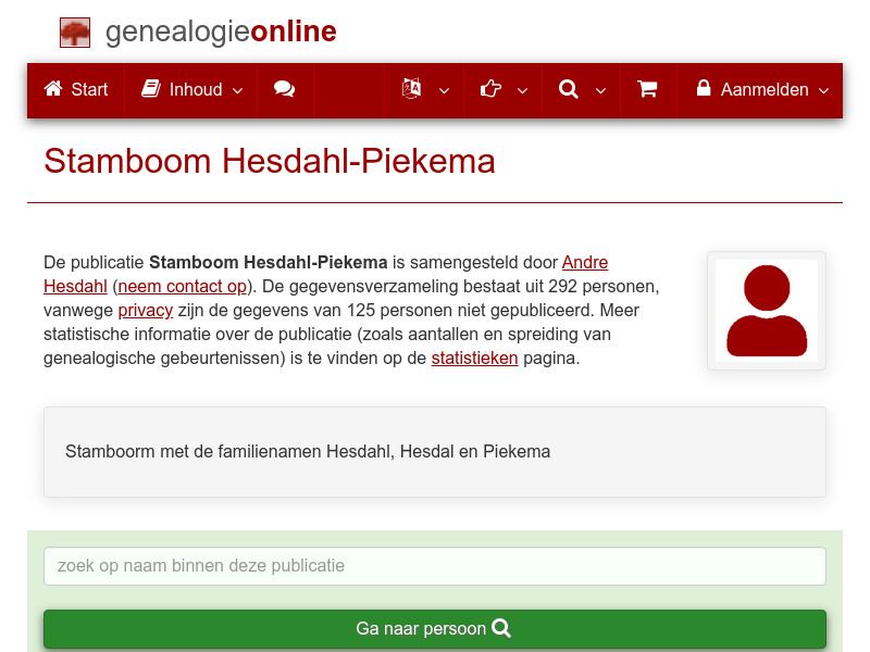 Screenshot van website