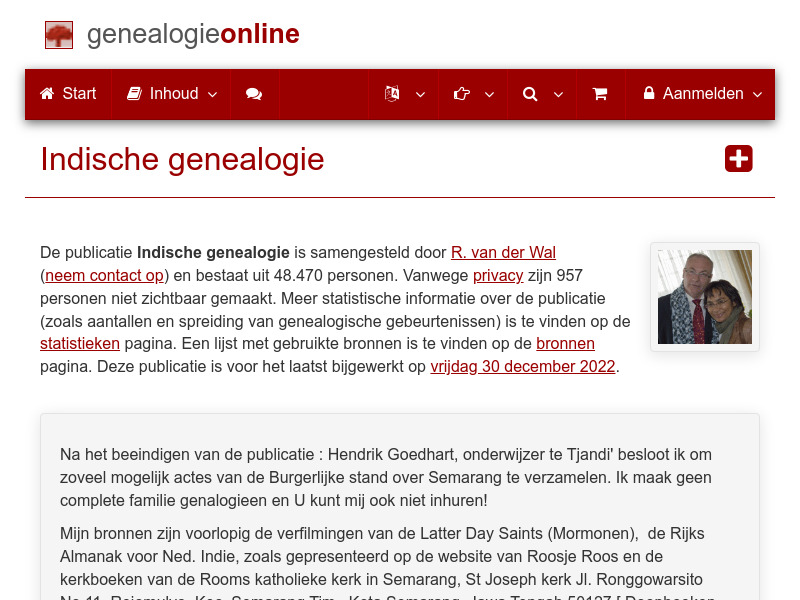 Screenshot van website
