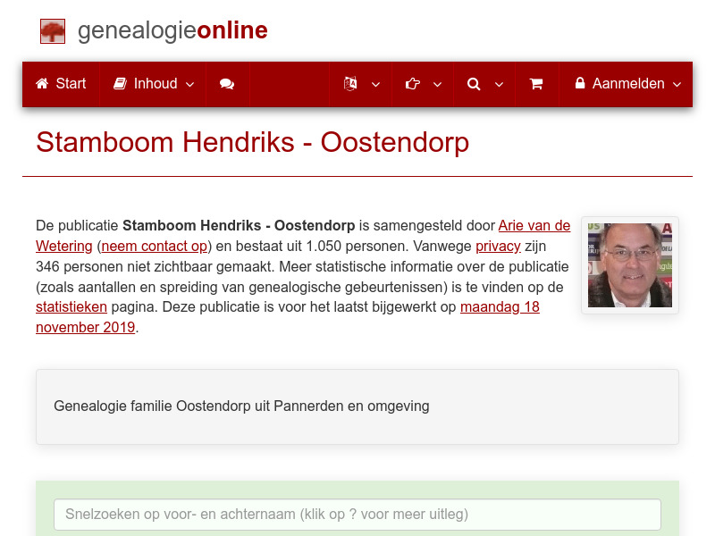 Screenshot van website