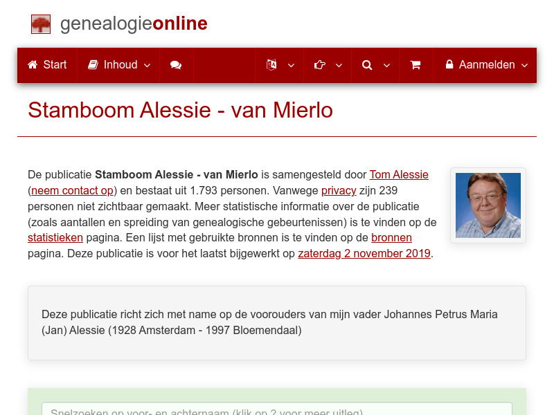 Screenshot van website