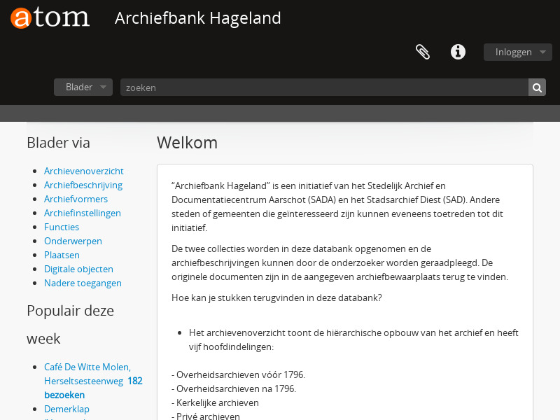 Screenshot van website