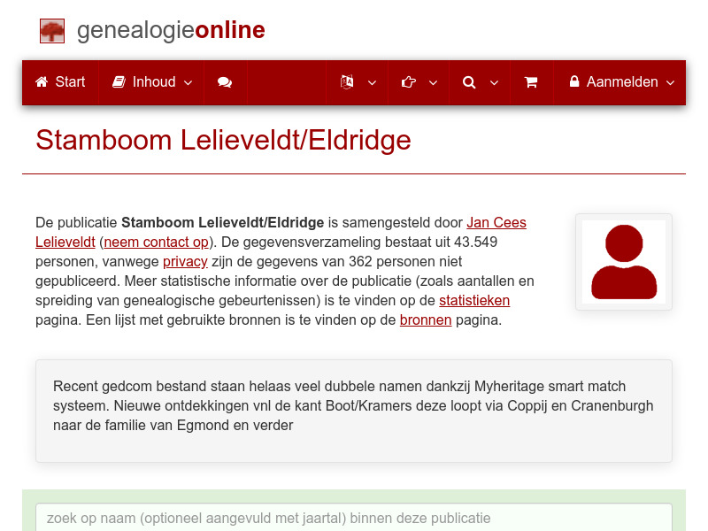 Screenshot van website