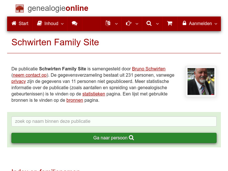 Screenshot van website