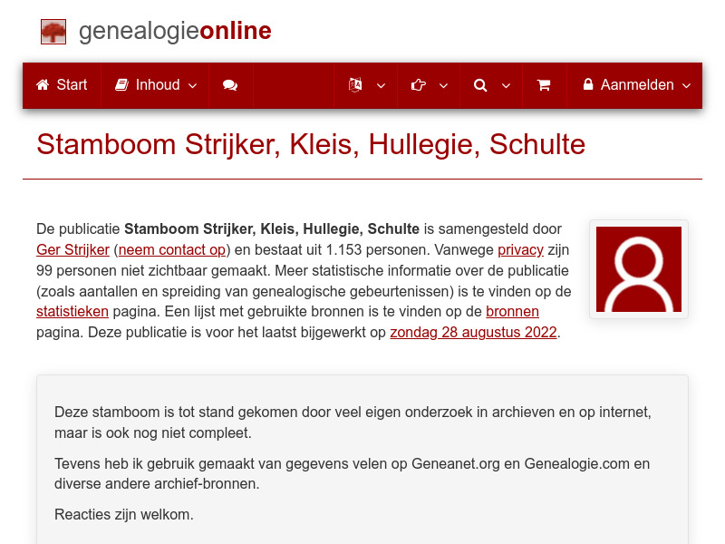 Screenshot van website