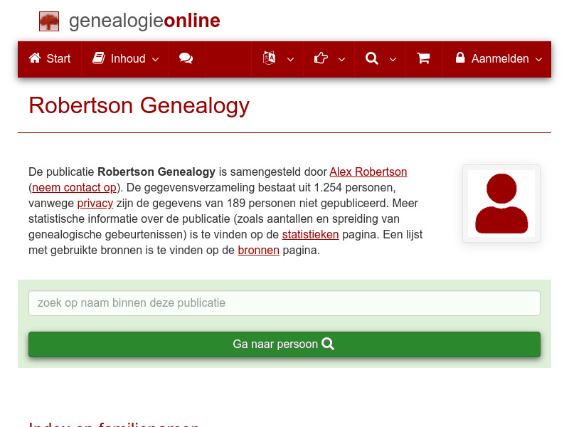 Screenshot van website