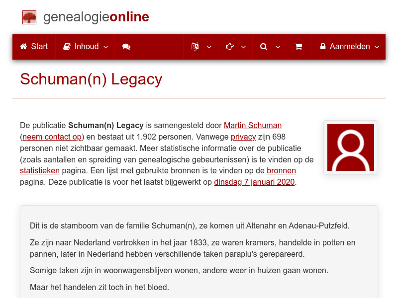 Screenshot van website