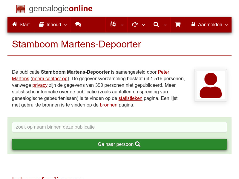 Screenshot van website