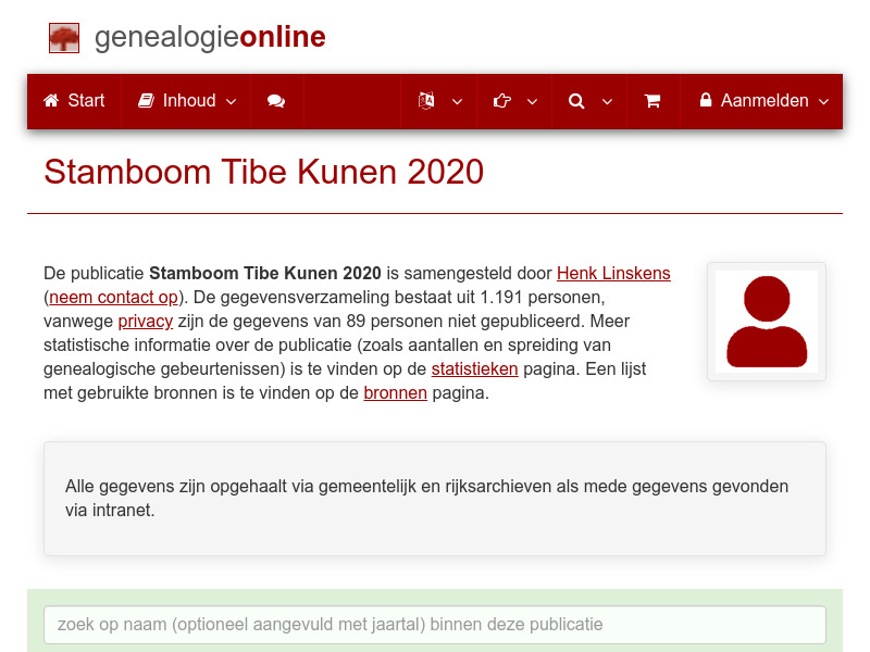 Screenshot van website