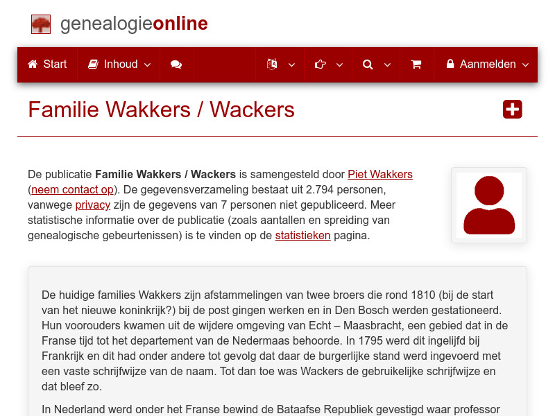 Screenshot van website