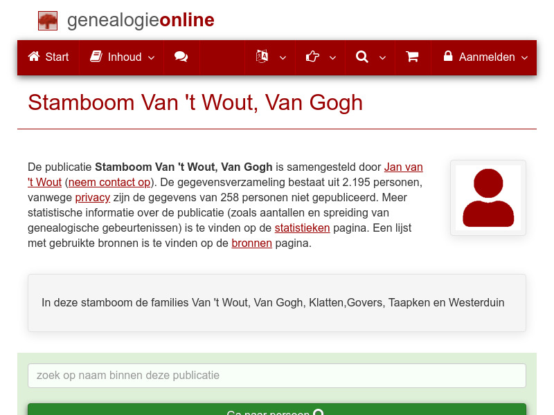 Screenshot van website