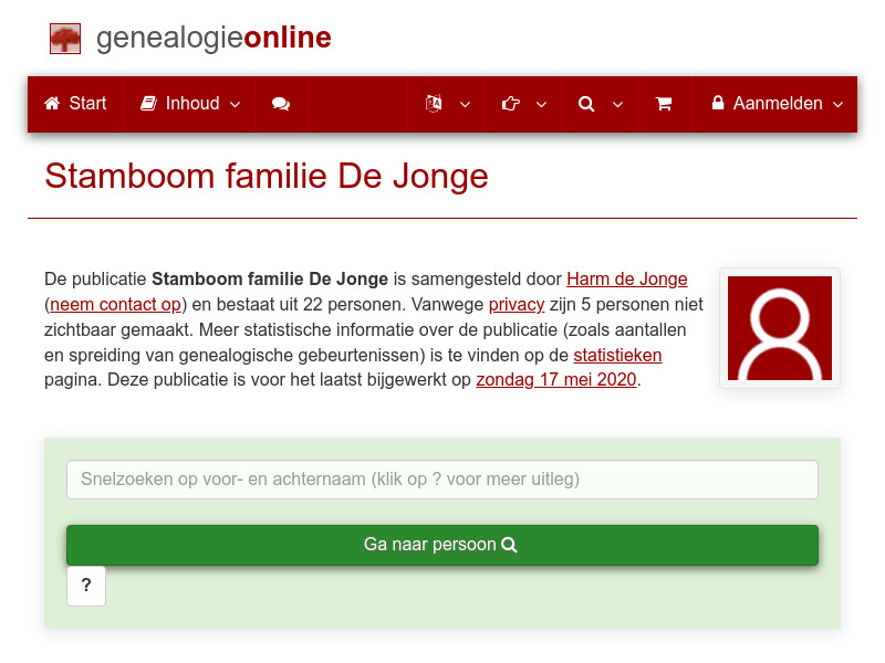 Screenshot van website