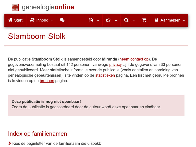 Screenshot van website