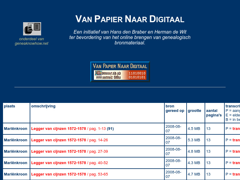Screenshot van website
