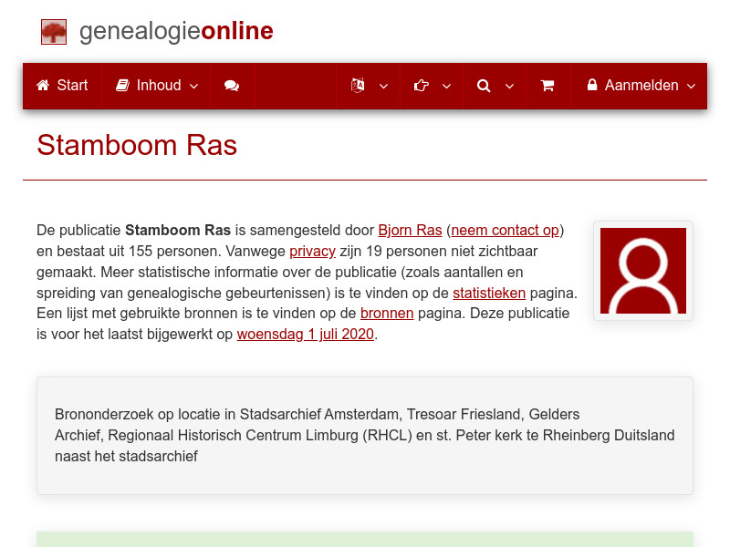 Screenshot van website