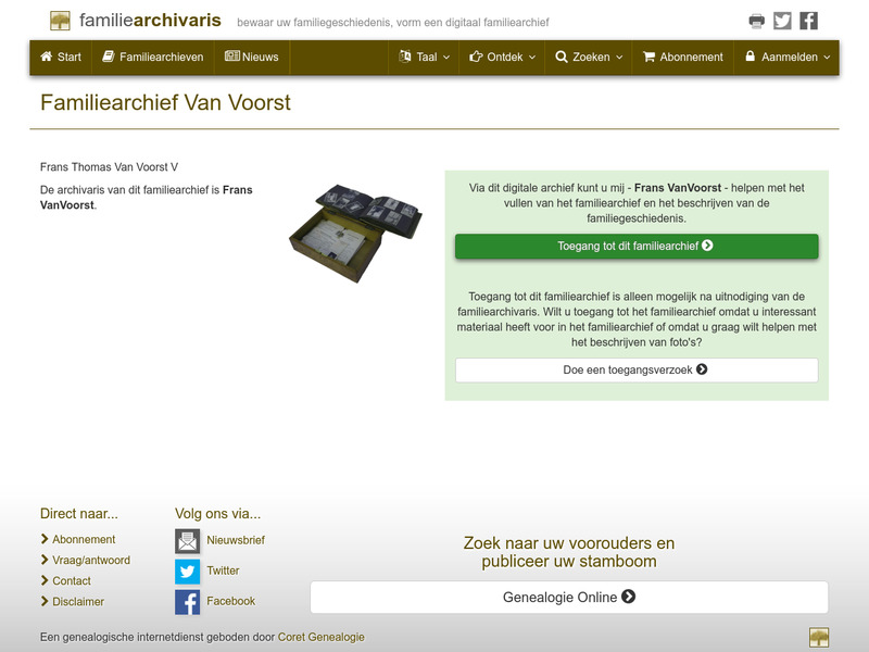 Screenshot van website