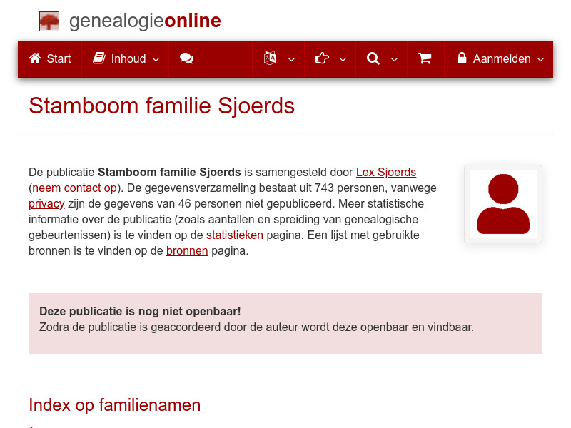 Screenshot van website