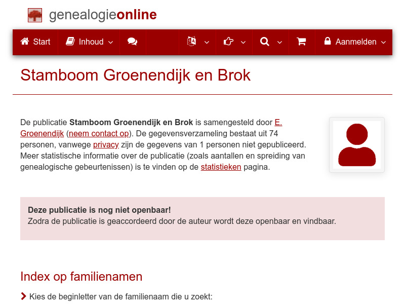 Screenshot van website