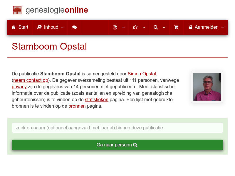 Screenshot van website