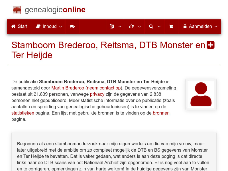 Screenshot van website
