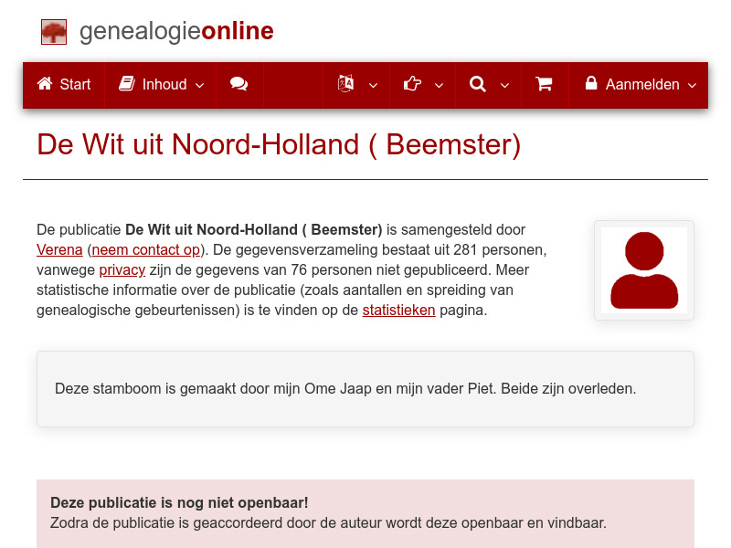Screenshot van website