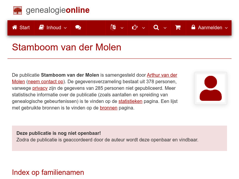 Screenshot van website