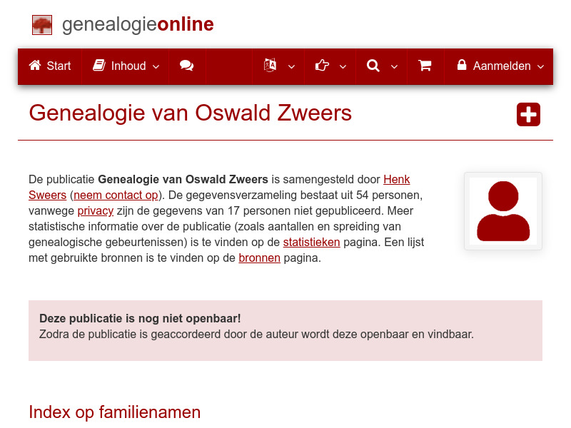 Screenshot van website