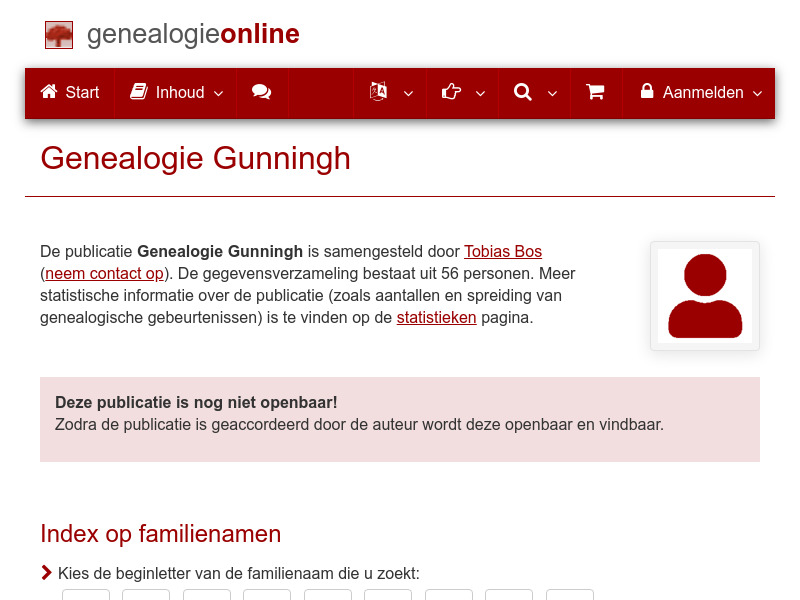 Screenshot van website