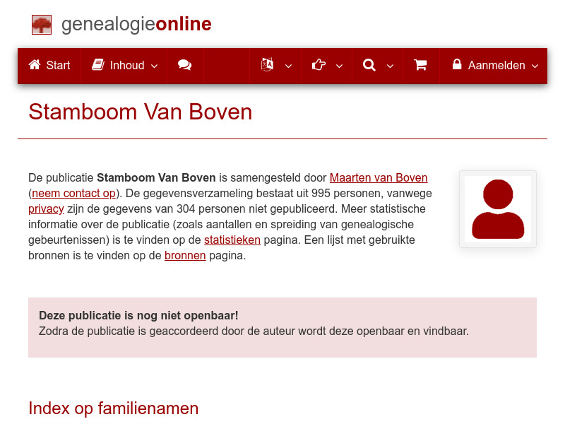 Screenshot van website