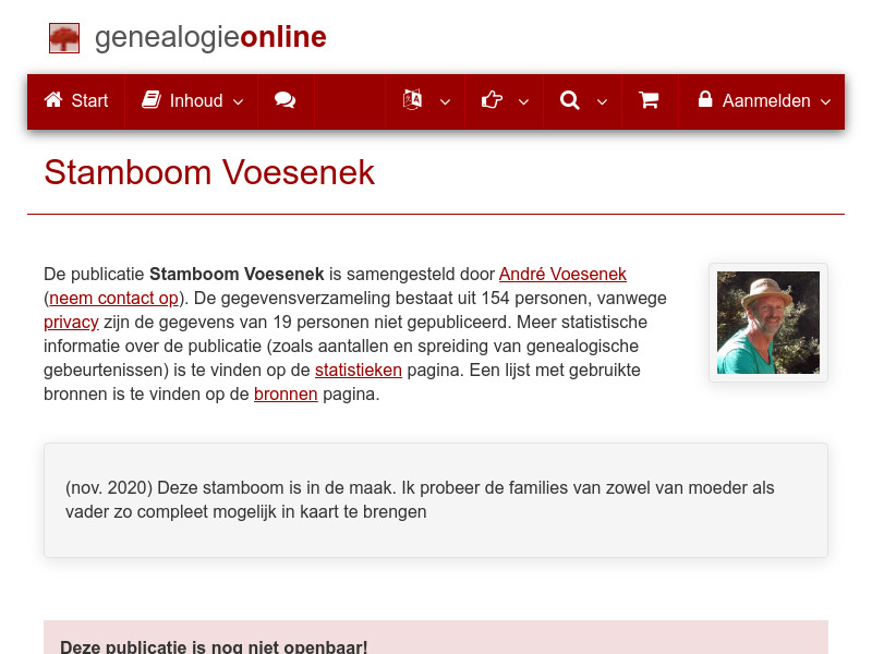 Screenshot van website
