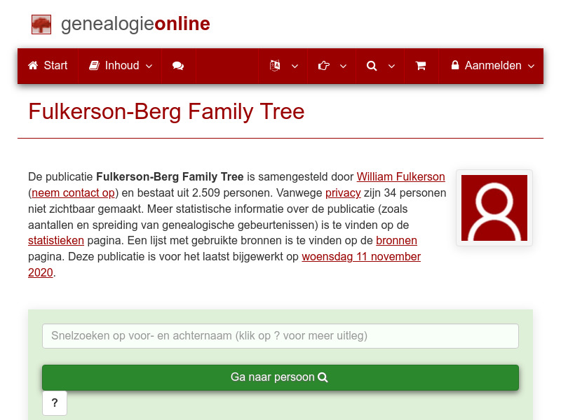Screenshot van website