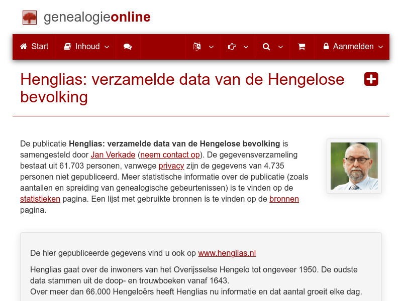 Screenshot van website