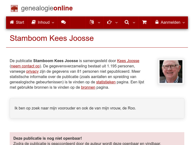 Screenshot van website