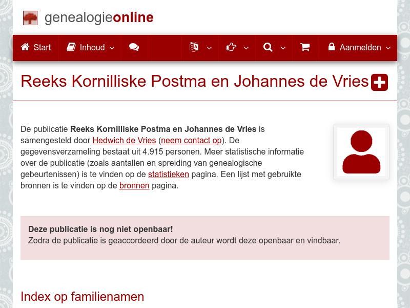 Screenshot van website