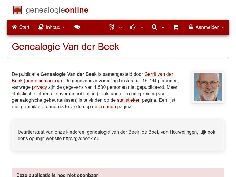 Screenshot van website