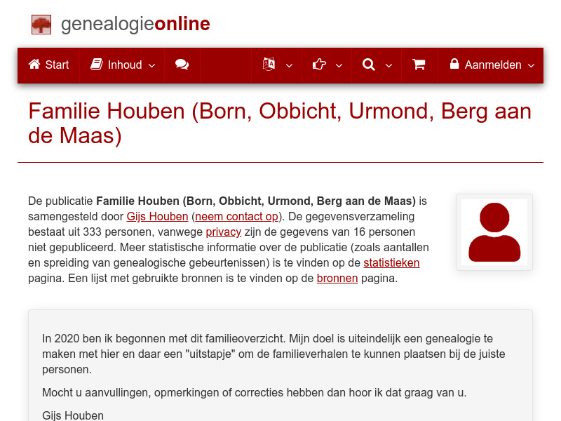 Screenshot van website