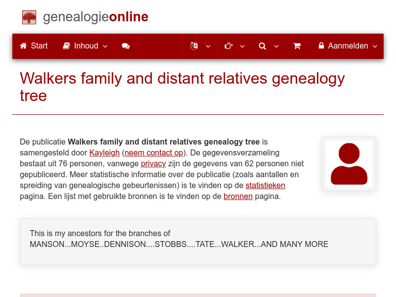 Screenshot van website