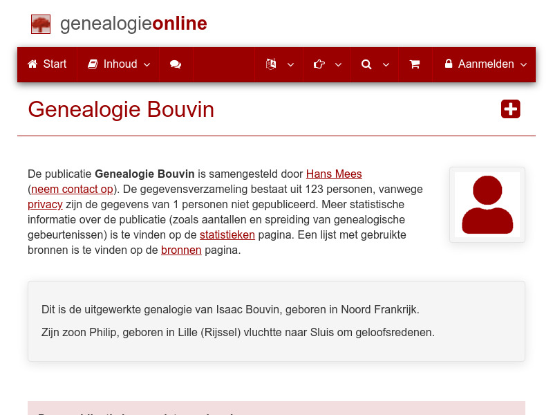 Screenshot van website